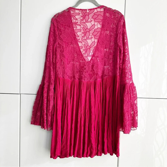 Free People Lace Boho Mini Dress Tunic Top With Love From India Medium - Picture 6 of 7
